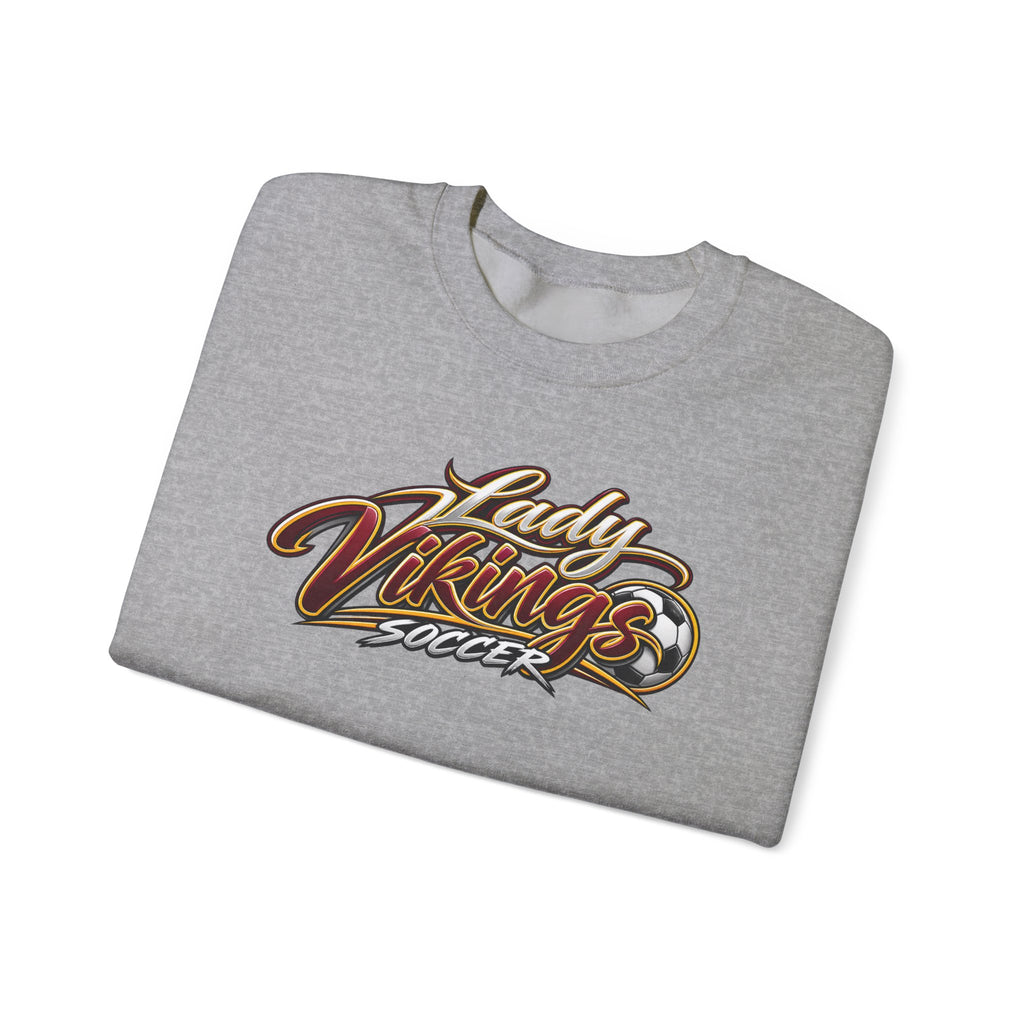 Valley Lady Vikings Soccer Script Spirit Fleece Crewneck Sweatshirt