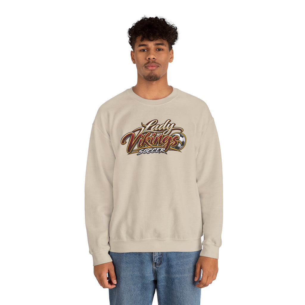 Valley Lady Vikings Soccer Script Spirit Fleece Crewneck Sweatshirt