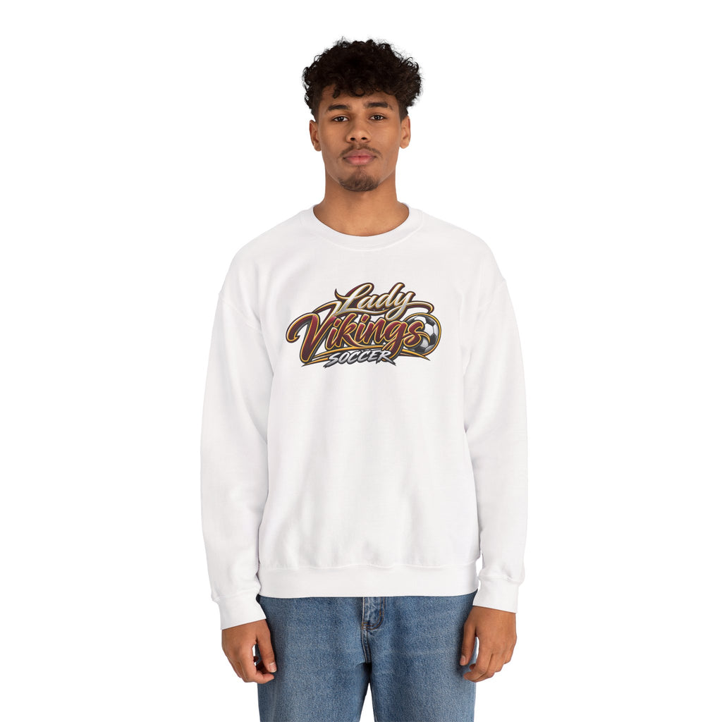 Valley Lady Vikings Soccer Script Spirit Fleece Crewneck Sweatshirt