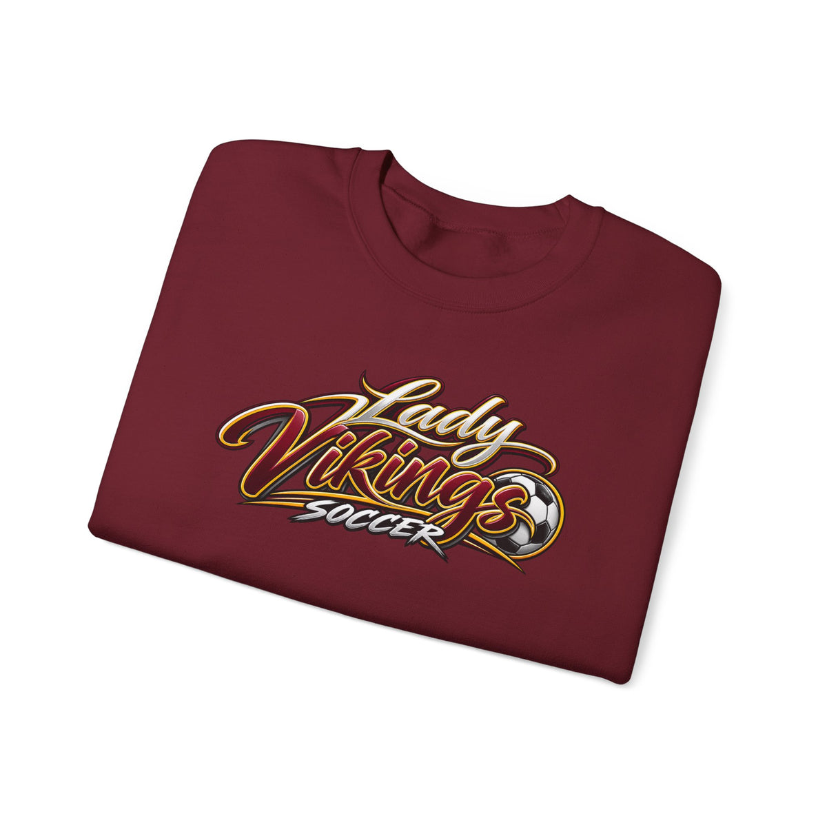 Valley Lady Vikings Soccer Script Spirit Fleece Crewneck Sweatshirt