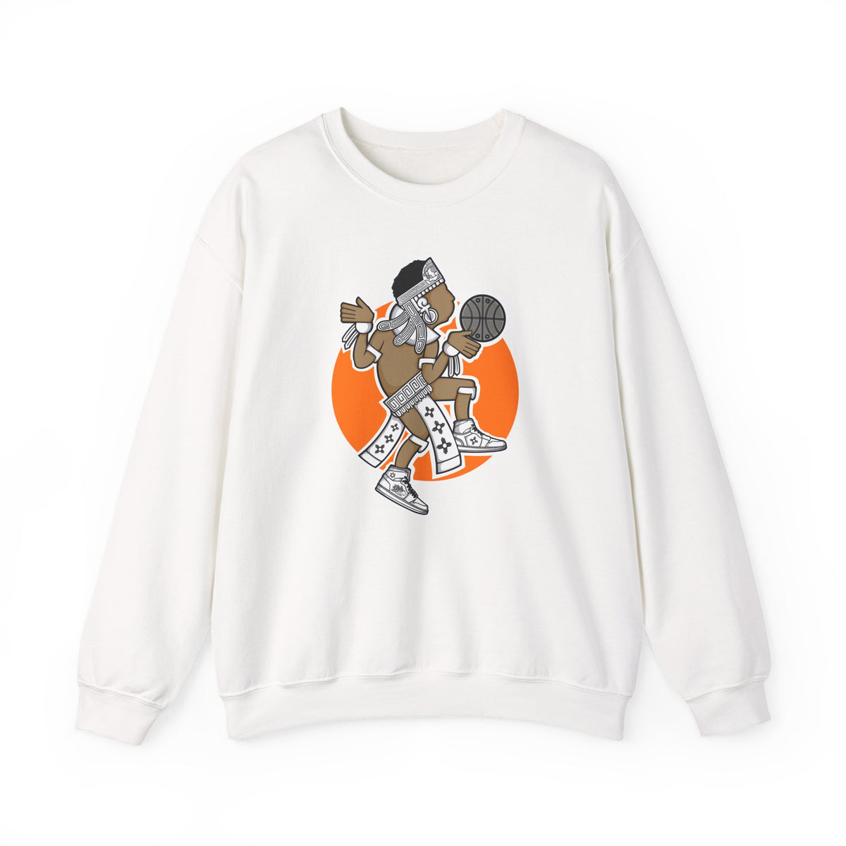 Aztec Hooper (Orange) – Original Aztec Wear Basketball Fleece Crewneck Sweatshirt