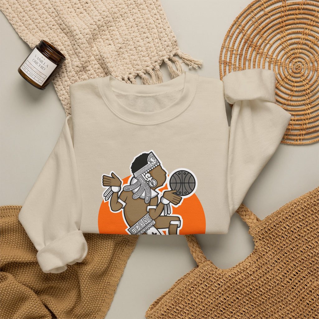 Aztec Hooper (Orange) – Original Aztec Wear Basketball Fleece Crewneck Sweatshirt