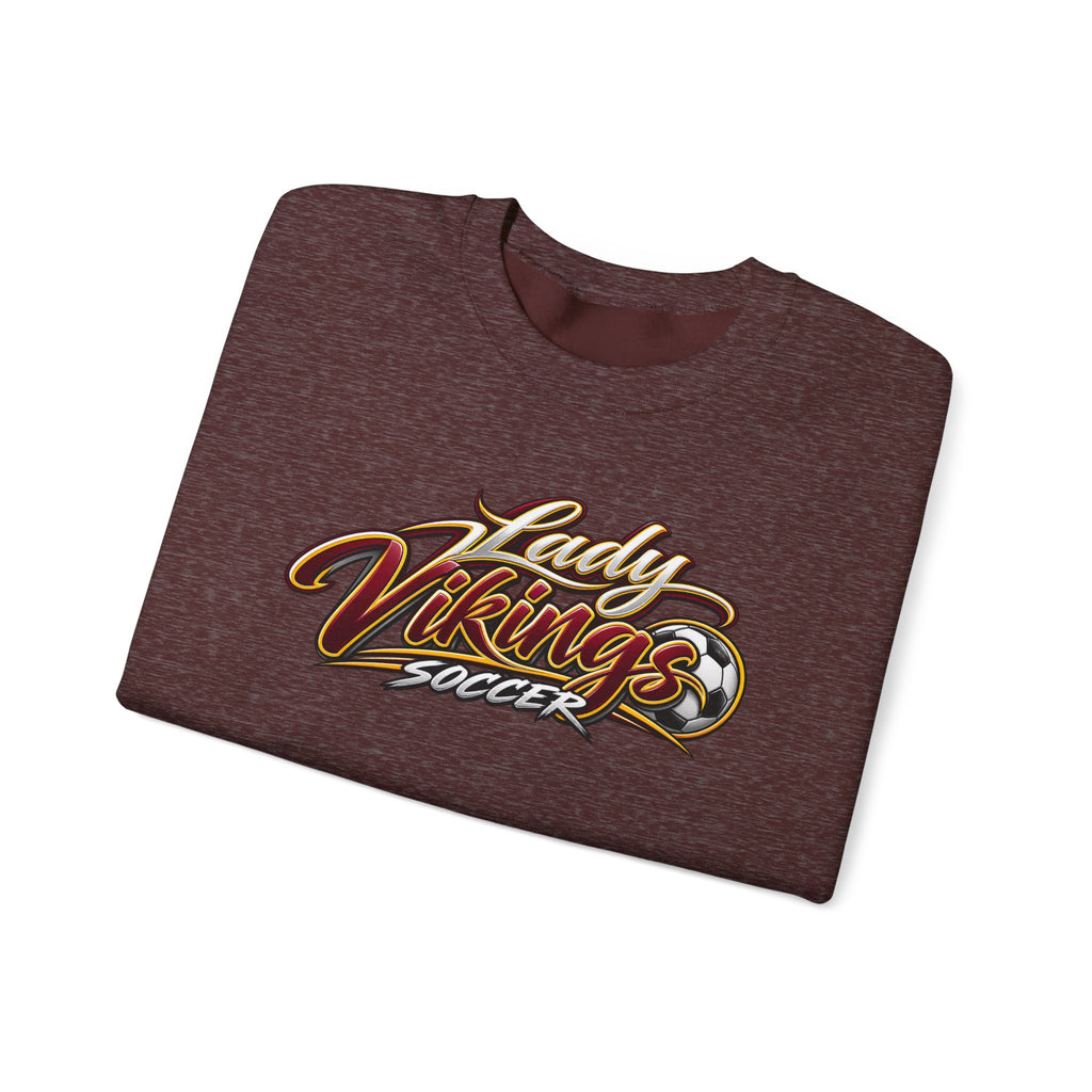 Valley Lady Vikings Soccer Script Spirit Fleece Crewneck Sweatshirt