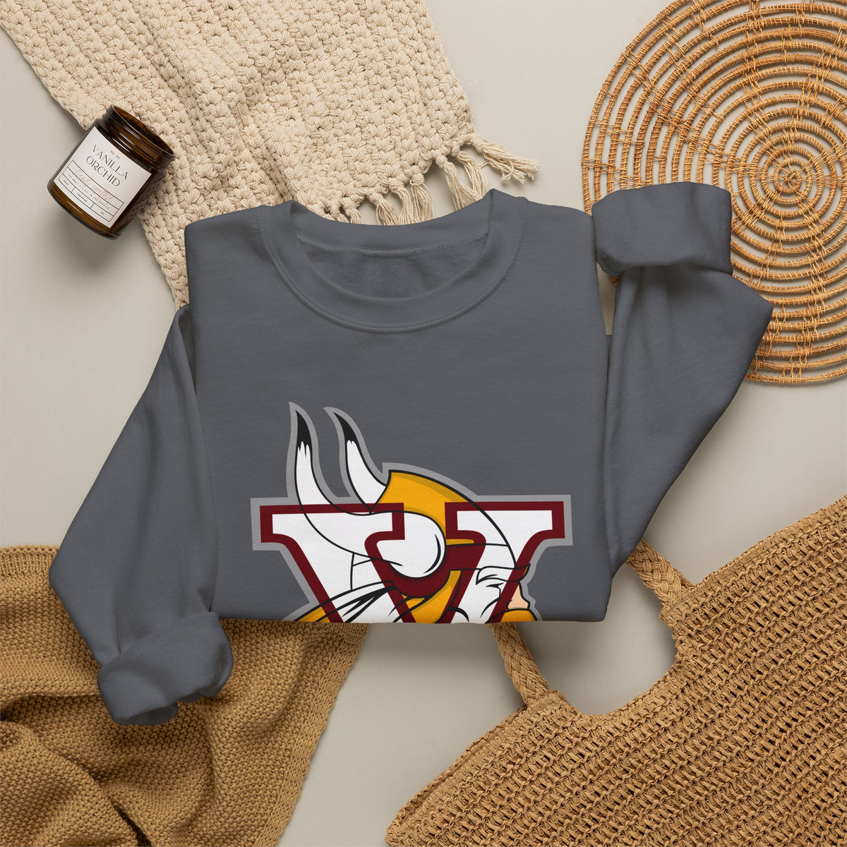 Valley Vikings Classic Logo Spirit Fleece Crewneck Sweatshirt
