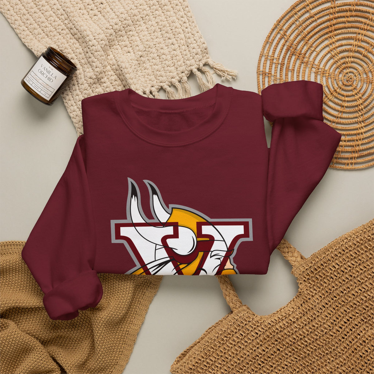 Valley Vikings Classic Logo Spirit Fleece Crewneck Sweatshirt