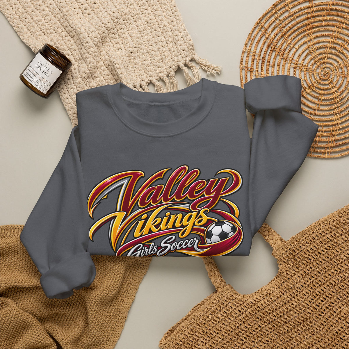 Valley Vikings Girls Soccer Spirit Fleece Crewneck Sweatshirt