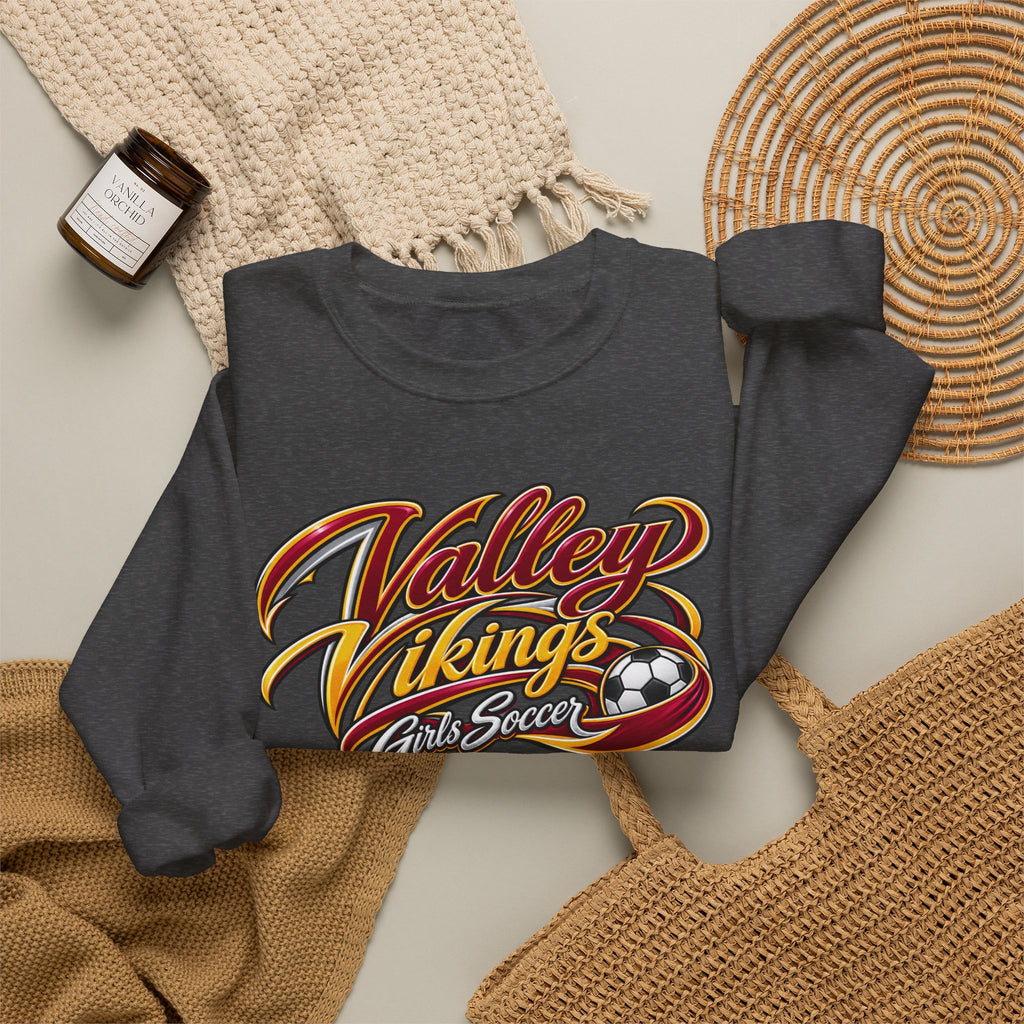 Valley Vikings Girls Soccer Spirit Fleece Crewneck Sweatshirt