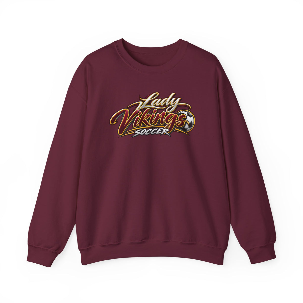 Valley Lady Vikings Soccer Script Spirit Fleece Crewneck Sweatshirt