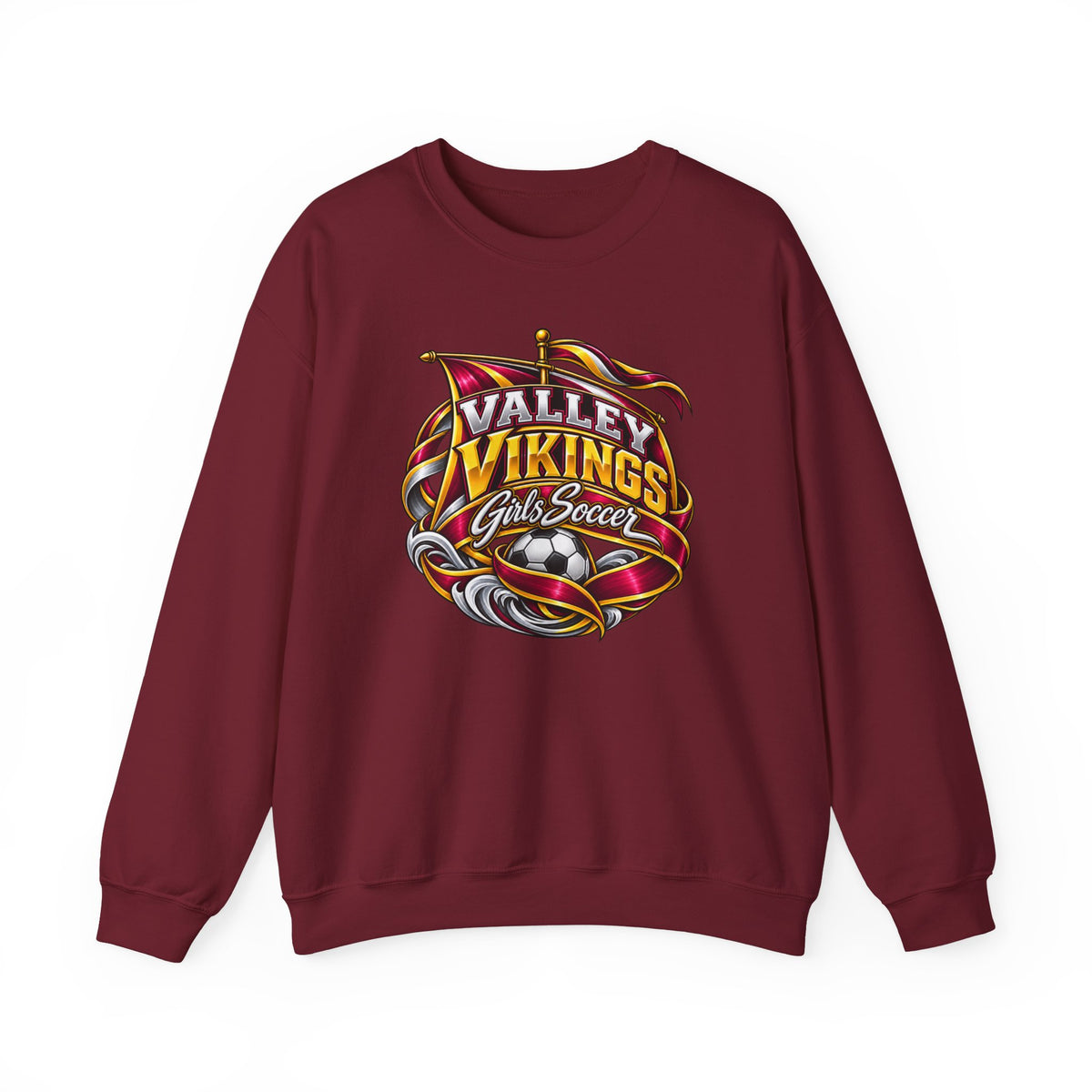 Valley Vikings Girls Soccer Viking Warrior Spirit Fleece Crewneck Sweatshirt
