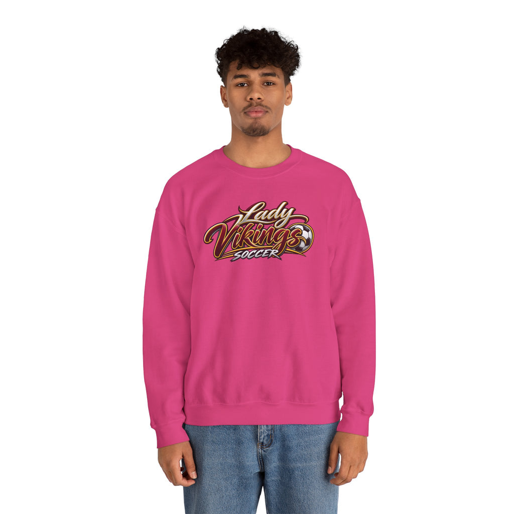 Valley Lady Vikings Soccer Script Spirit Fleece Crewneck Sweatshirt