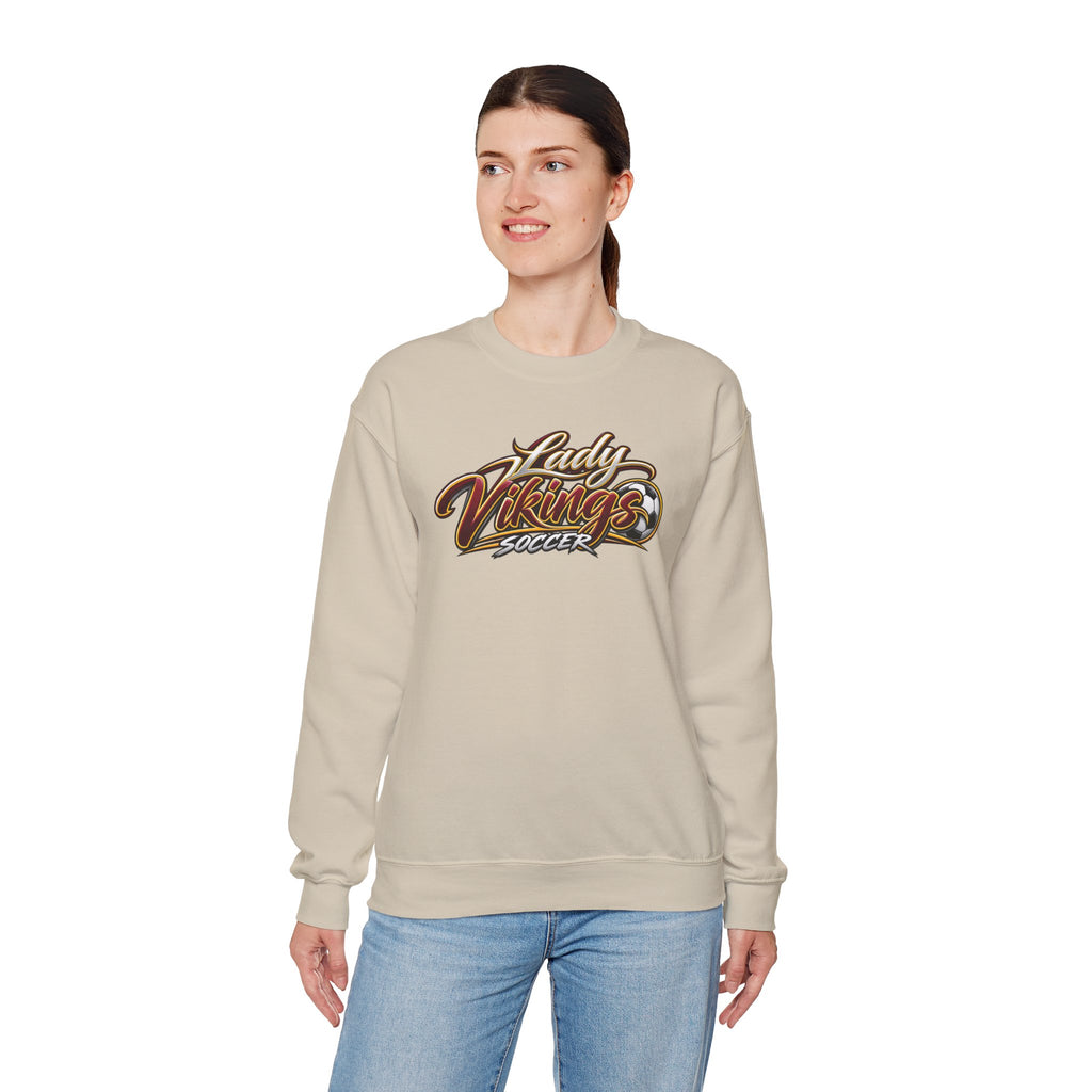 Valley Lady Vikings Soccer Script Spirit Fleece Crewneck Sweatshirt