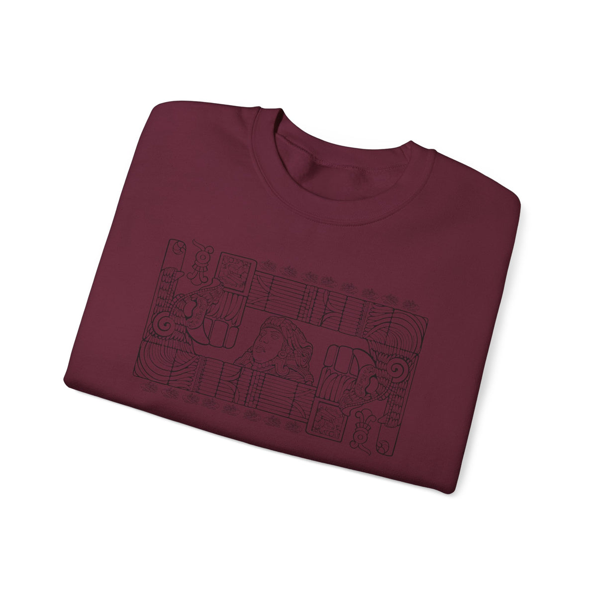 Aztec Wall (Black) – Original Hand-Drawn Aztec Wear Fleece Crewneck Sweatshirt