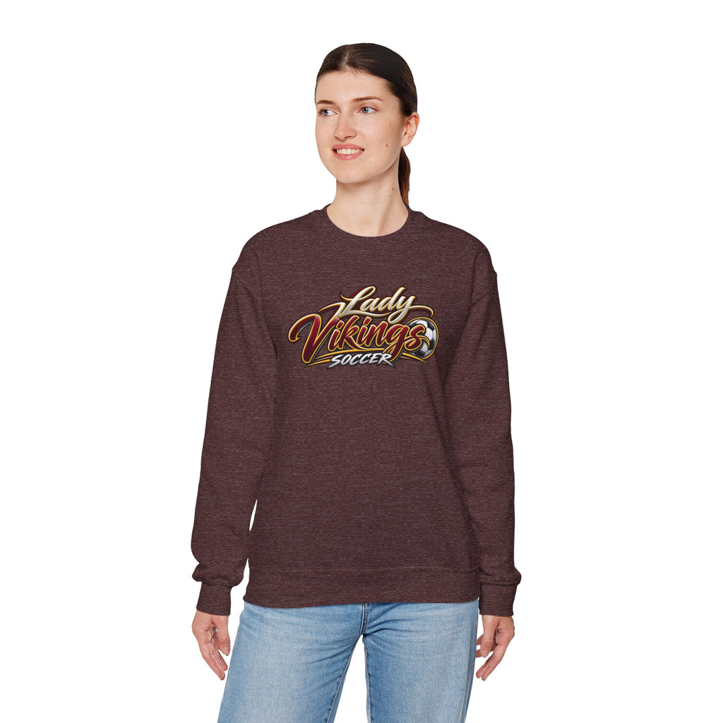 Valley Lady Vikings Soccer Script Spirit Fleece Crewneck Sweatshirt