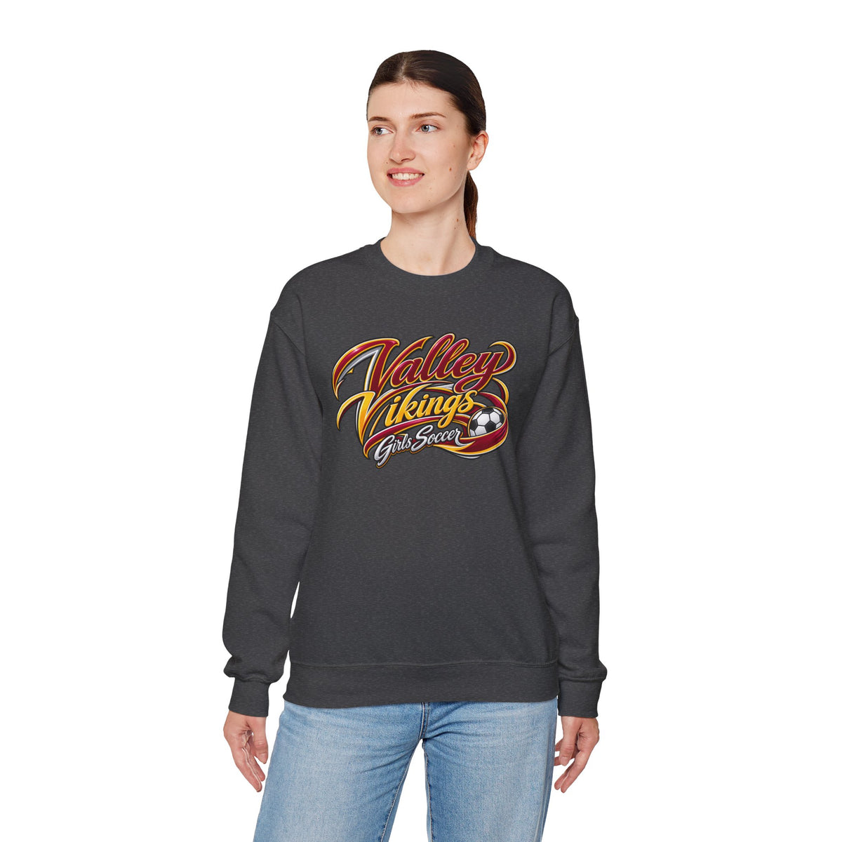 Valley Vikings Girls Soccer Spirit Fleece Crewneck Sweatshirt
