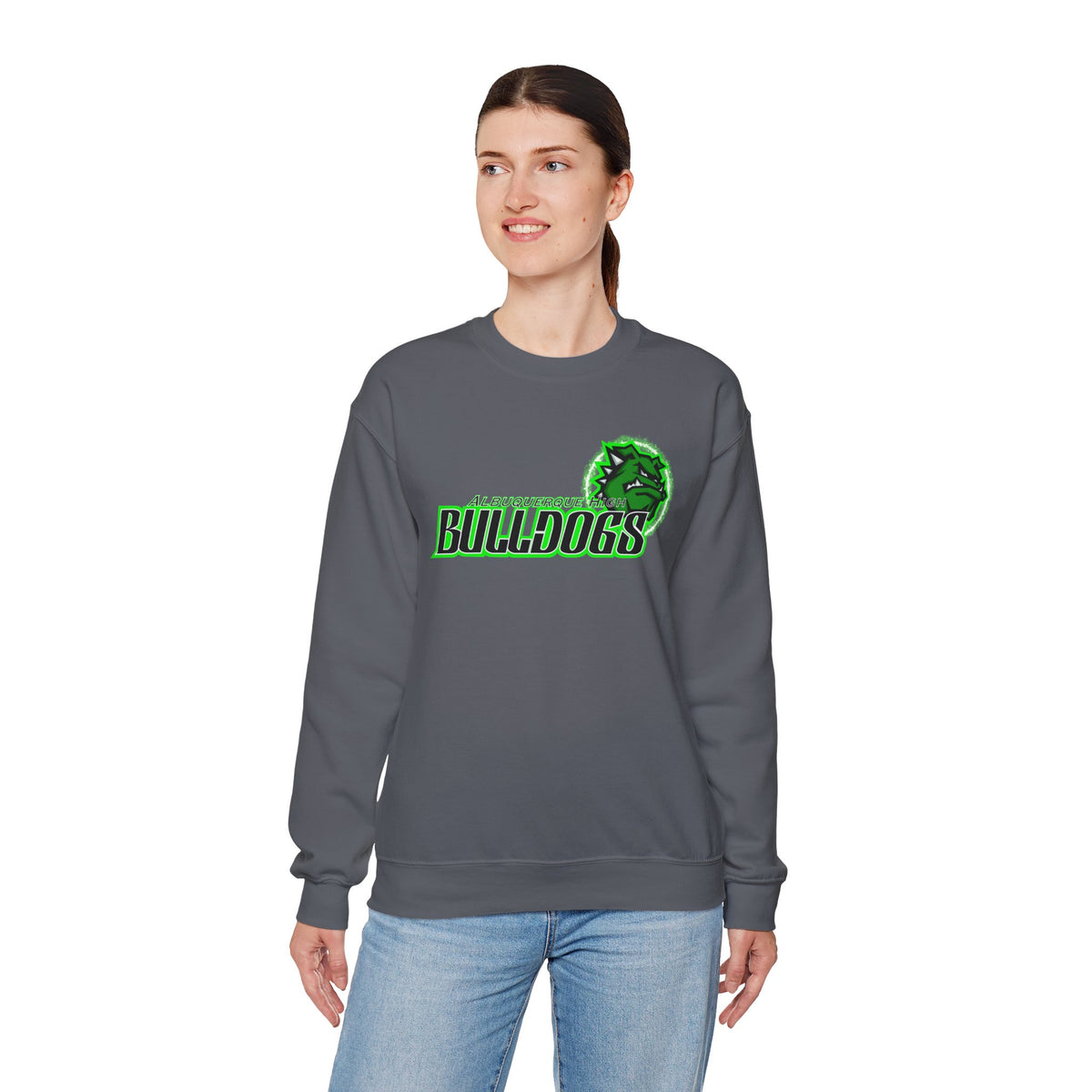 Albuquerque Bulldogs Athletic Mascot Spirit Fleece Crewneck Sweatshirt
