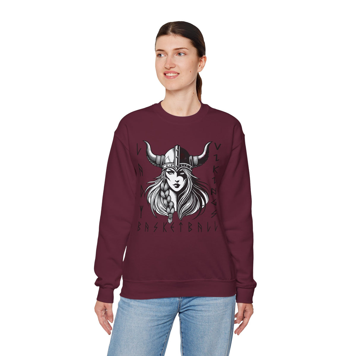 Valley Lady Vikings Basketball Norse Warrior Spirit Fleece Crewneck Sweatshirt