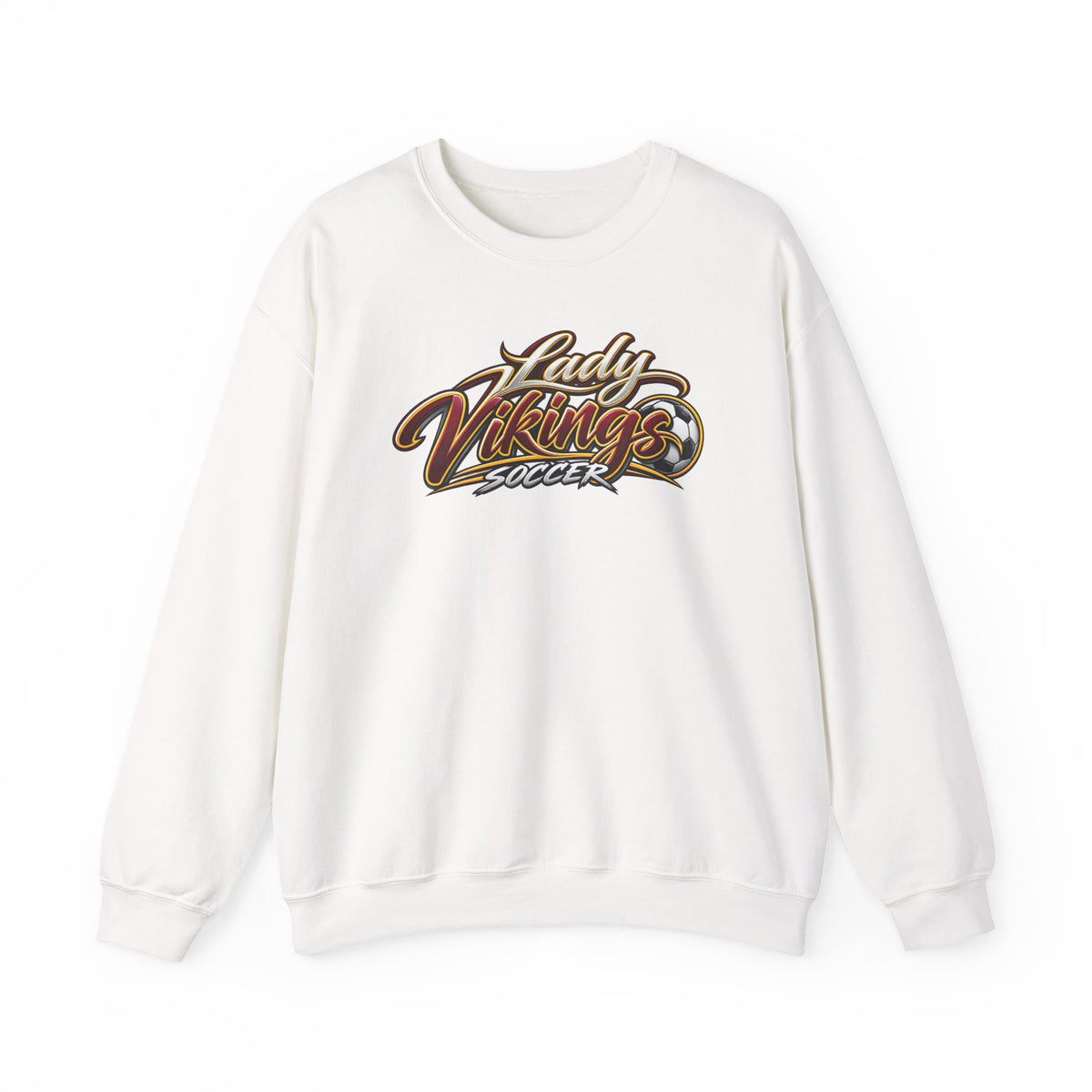 Valley Lady Vikings Soccer Script Spirit Fleece Crewneck Sweatshirt