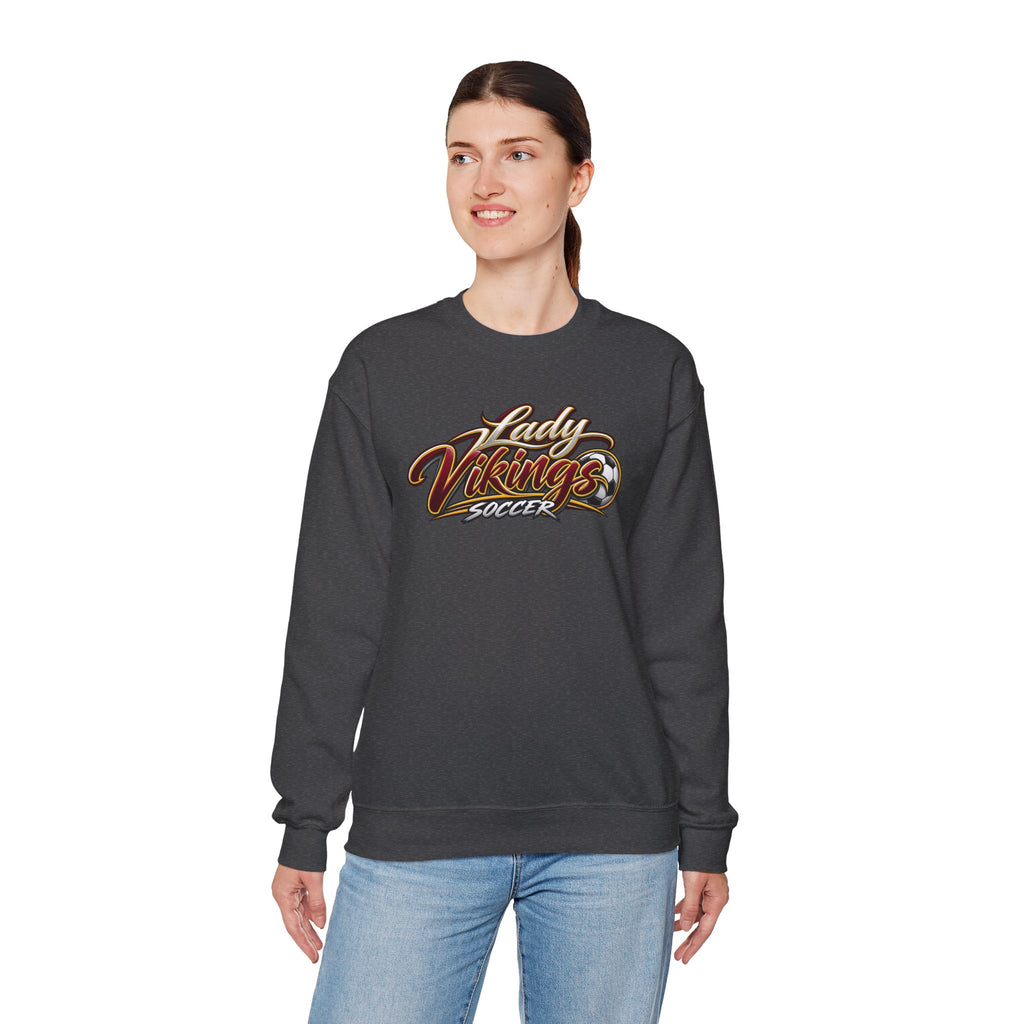 Valley Lady Vikings Soccer Script Spirit Fleece Crewneck Sweatshirt