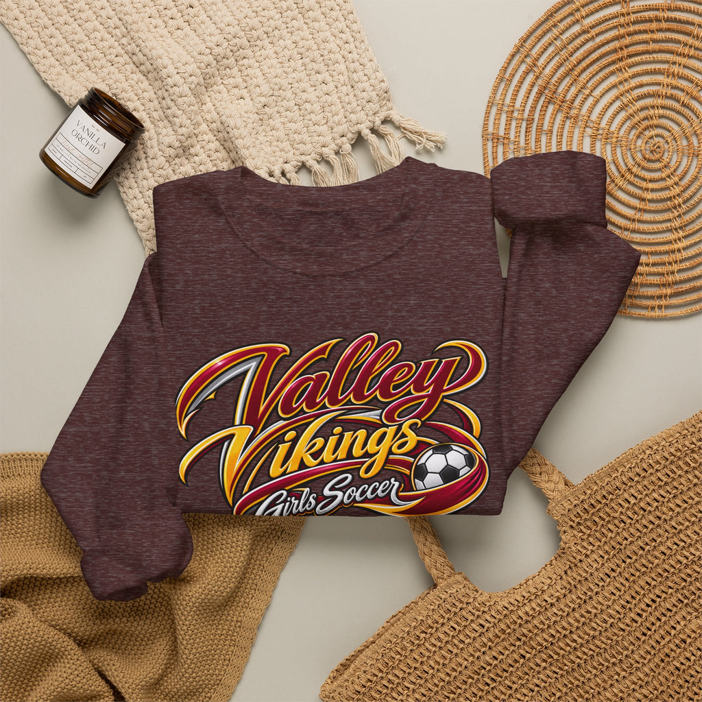 Valley Vikings Girls Soccer Spirit Fleece Crewneck Sweatshirt