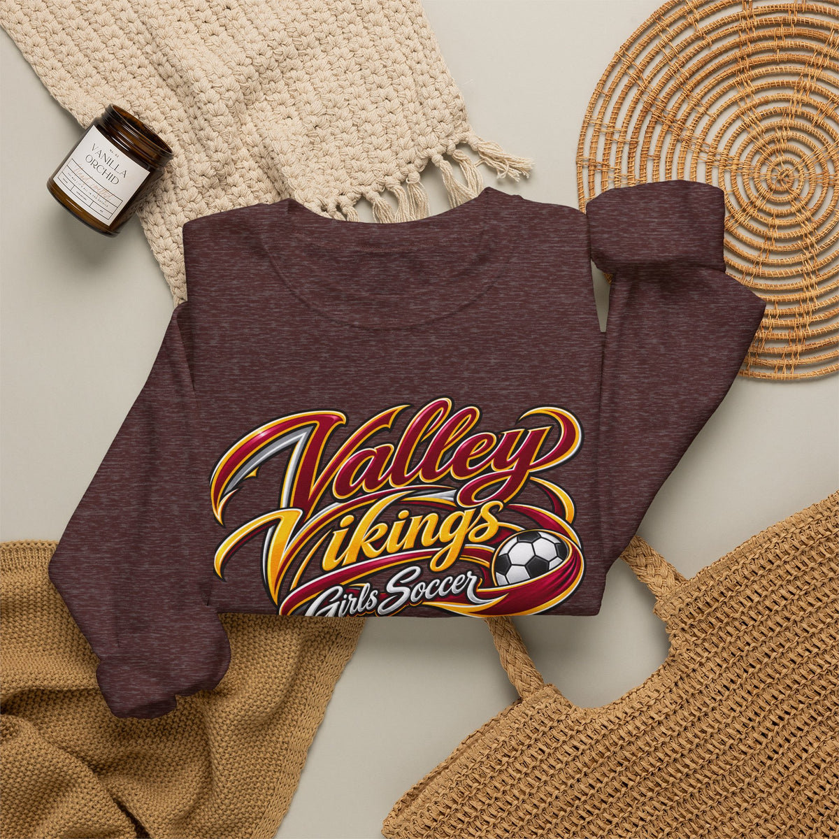 Valley Vikings Girls Soccer Spirit Fleece Crewneck Sweatshirt