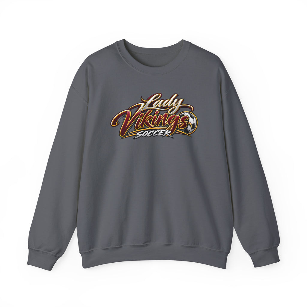 Valley Lady Vikings Soccer Script Spirit Fleece Crewneck Sweatshirt