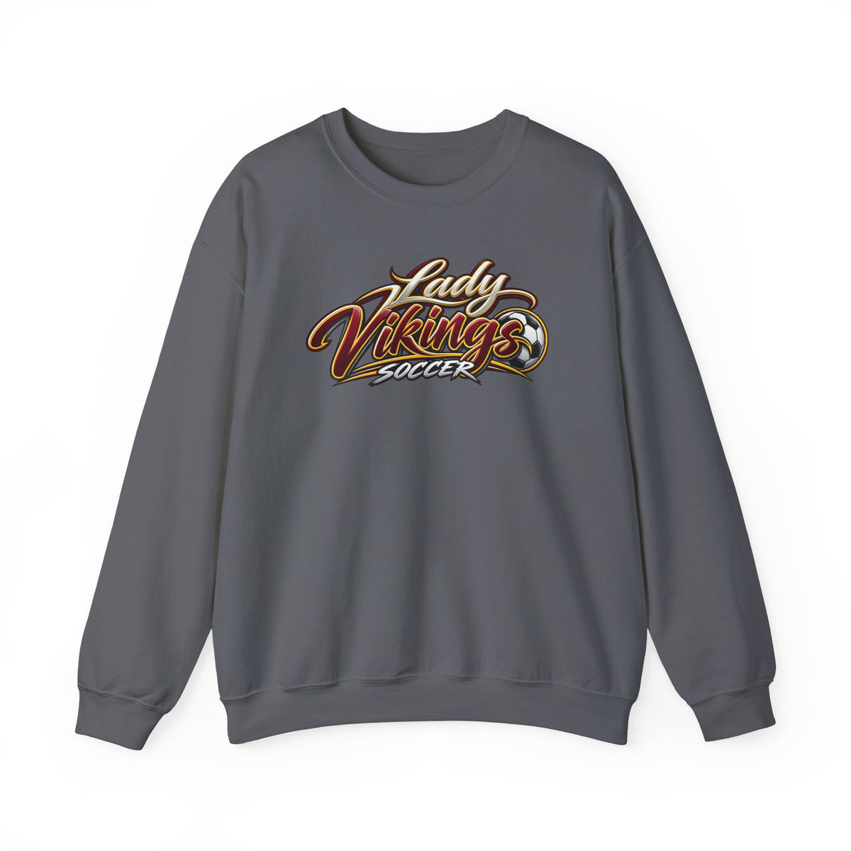Valley Lady Vikings Soccer Script Spirit Fleece Crewneck Sweatshirt