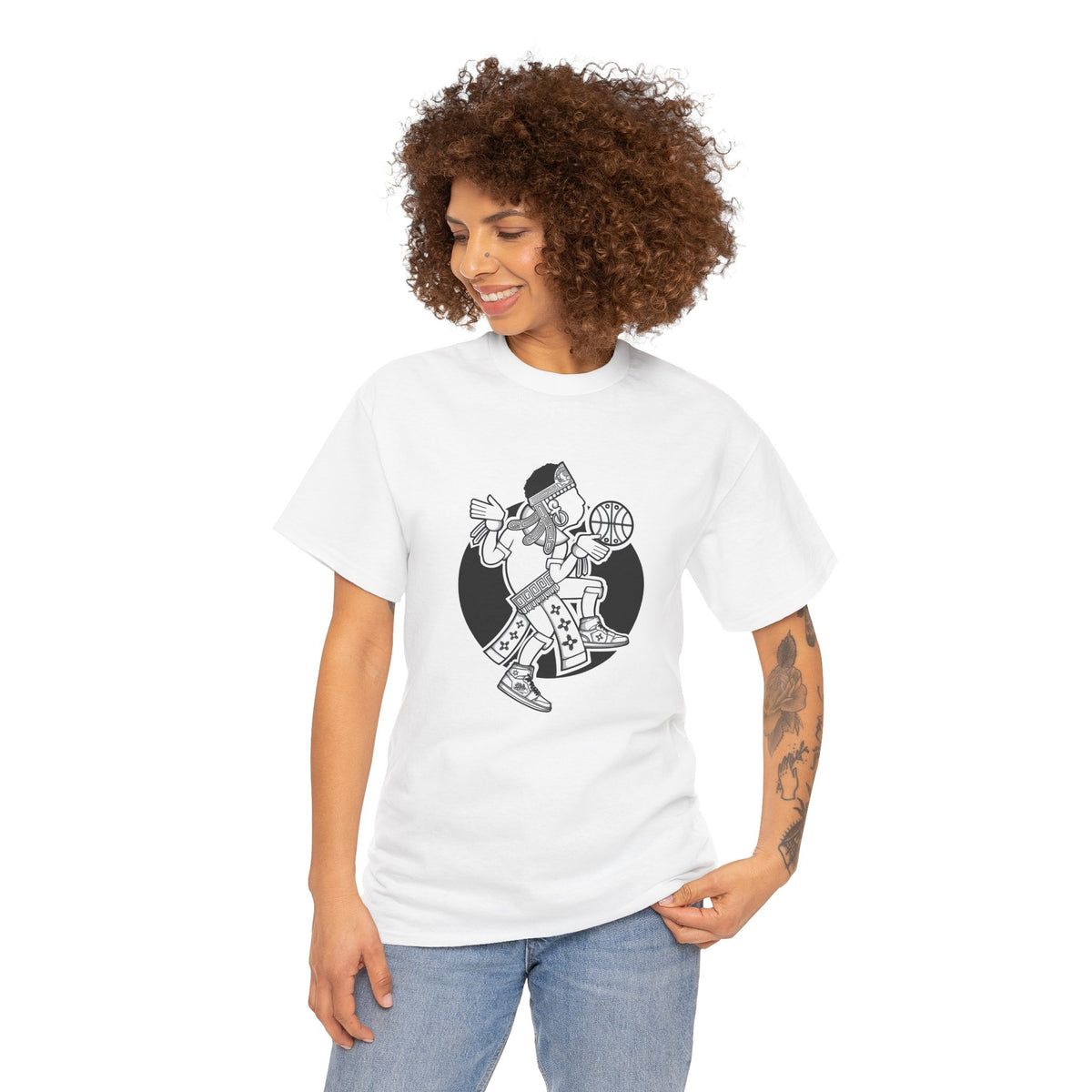Aztec Hooper (Black & White) – Original Aztec Wear Basketball T-Shirt