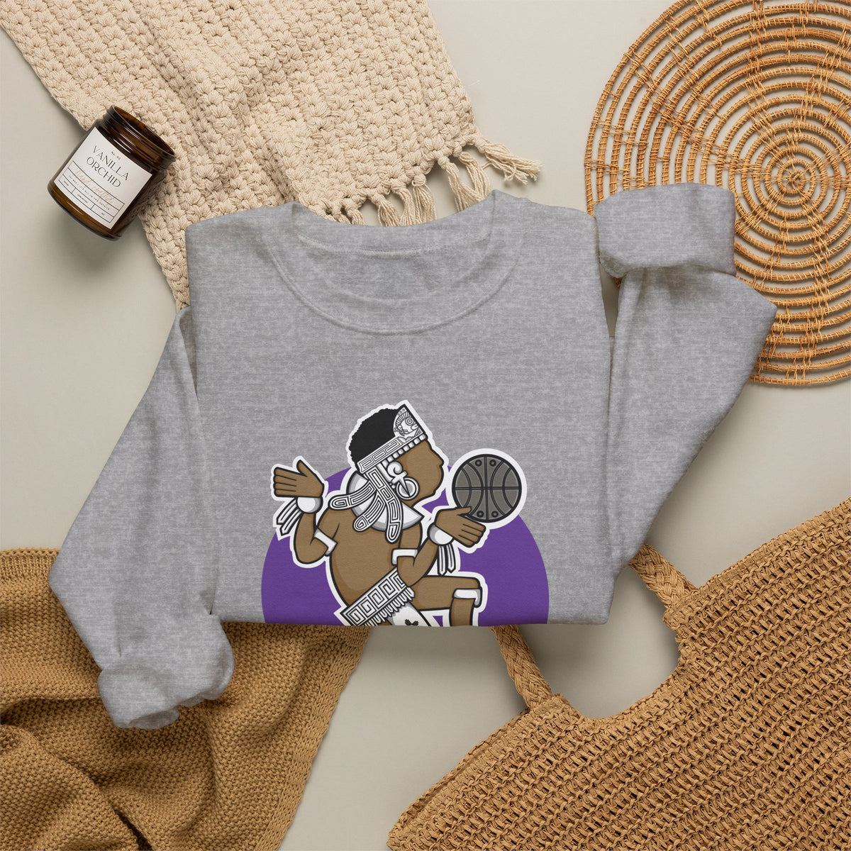 Aztec Hooper (Purple) – Original Aztec Wear Basketball Fleece Crewneck Sweatshirt