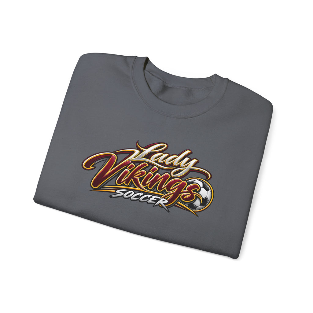 Valley Lady Vikings Soccer Script Spirit Fleece Crewneck Sweatshirt