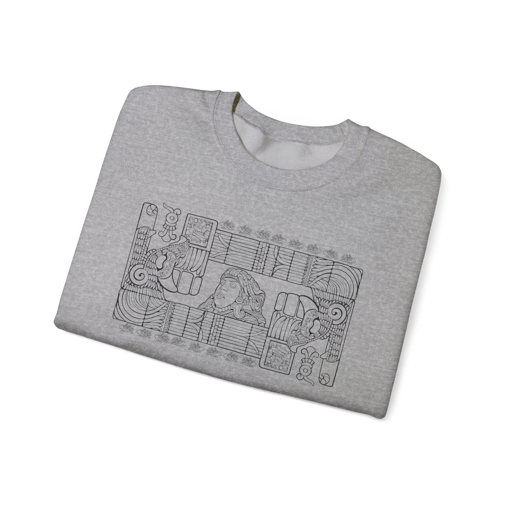 Aztec Wall (Black) – Original Hand-Drawn Aztec Wear Fleece Crewneck Sweatshirt