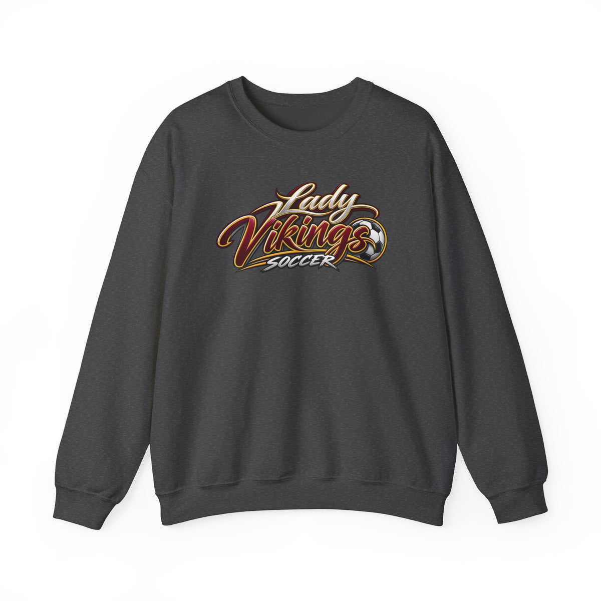 Valley Lady Vikings Soccer Script Spirit Fleece Crewneck Sweatshirt