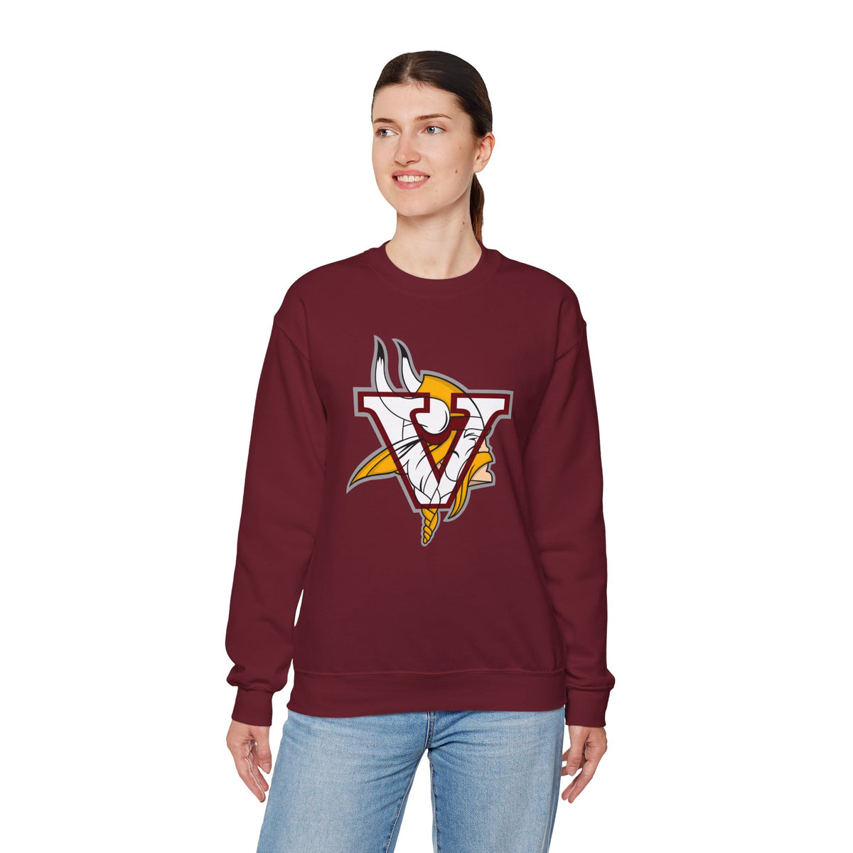 Valley Vikings Classic Logo Spirit Fleece Crewneck Sweatshirt