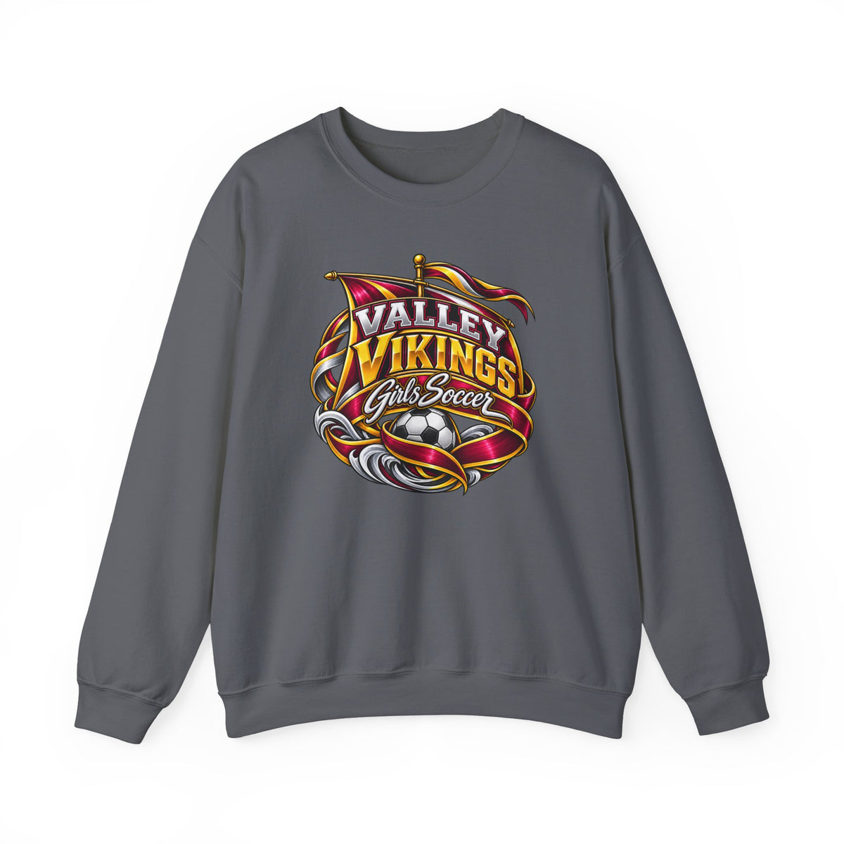 Valley Vikings Girls Soccer Viking Warrior Spirit Fleece Crewneck Sweatshirt