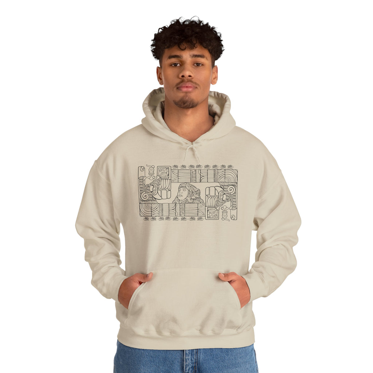 Aztec Wall (Black) – Original Hand-Drawn Aztec Wear Hoodie