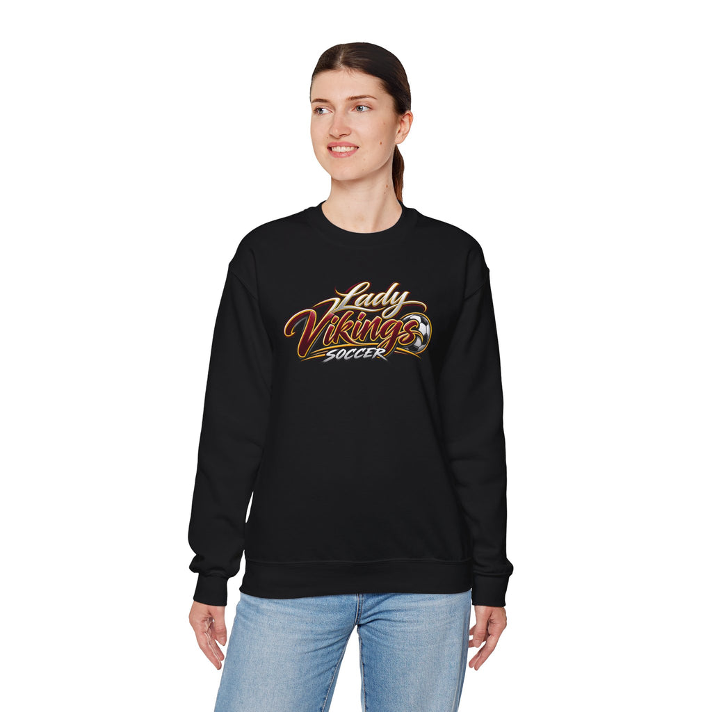 Valley Lady Vikings Soccer Script Spirit Fleece Crewneck Sweatshirt