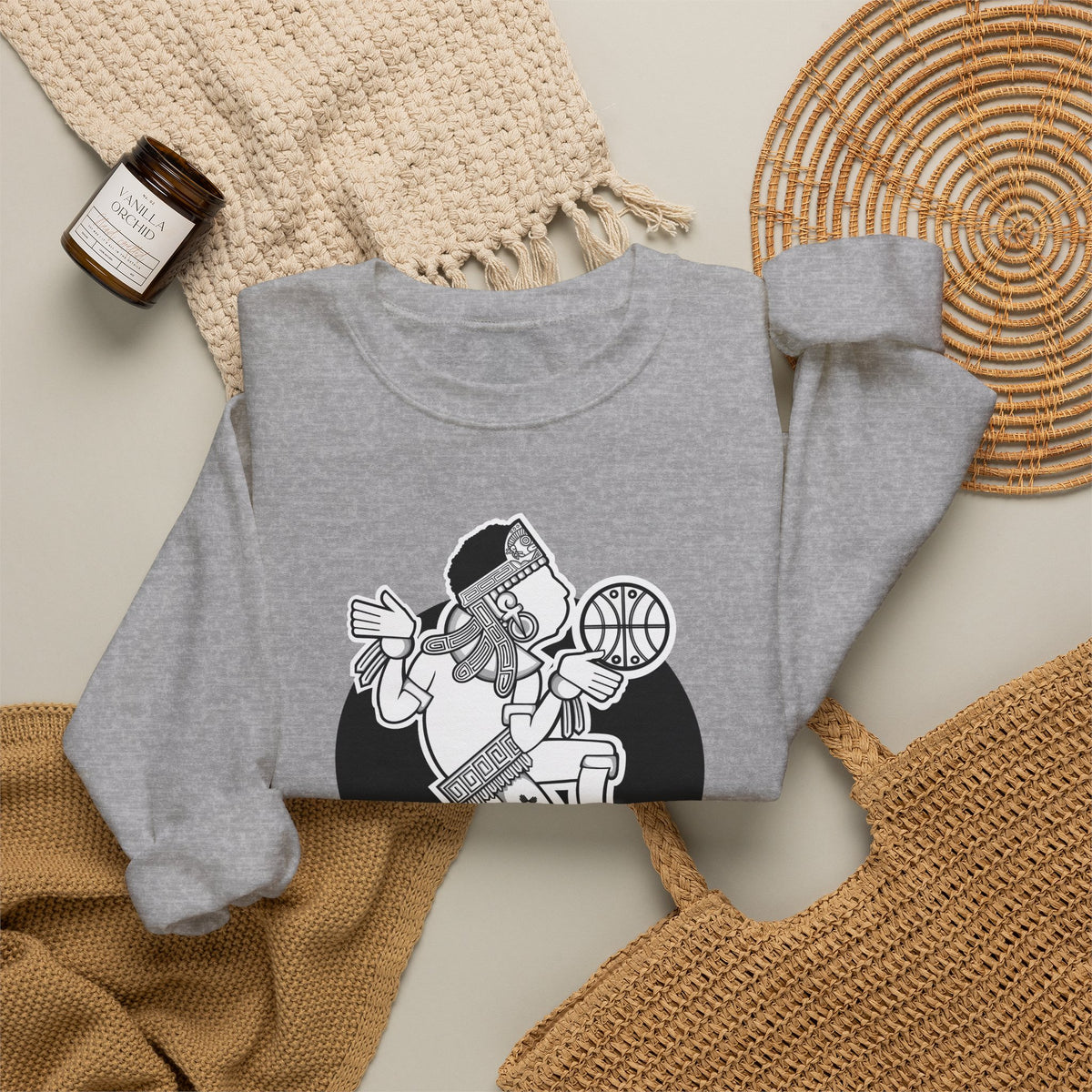 Aztec Hooper (Black & White) – Original Aztec Wear Basketball Fleece Crewneck Sweatshirt