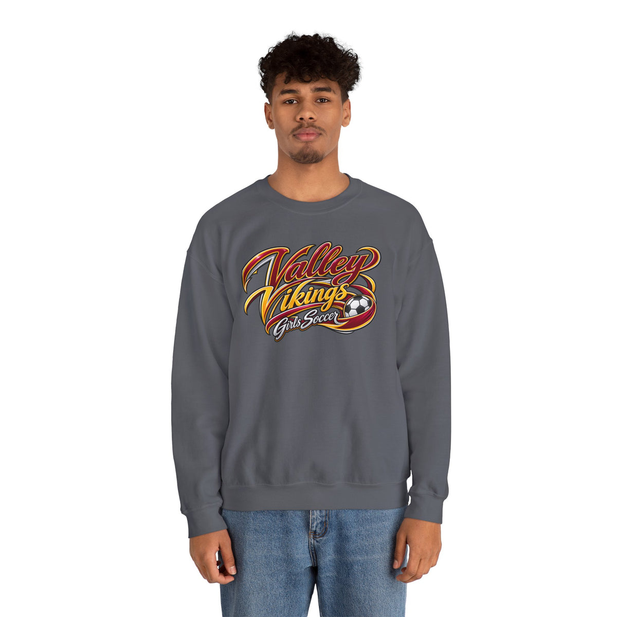 Valley Vikings Girls Soccer Spirit Fleece Crewneck Sweatshirt