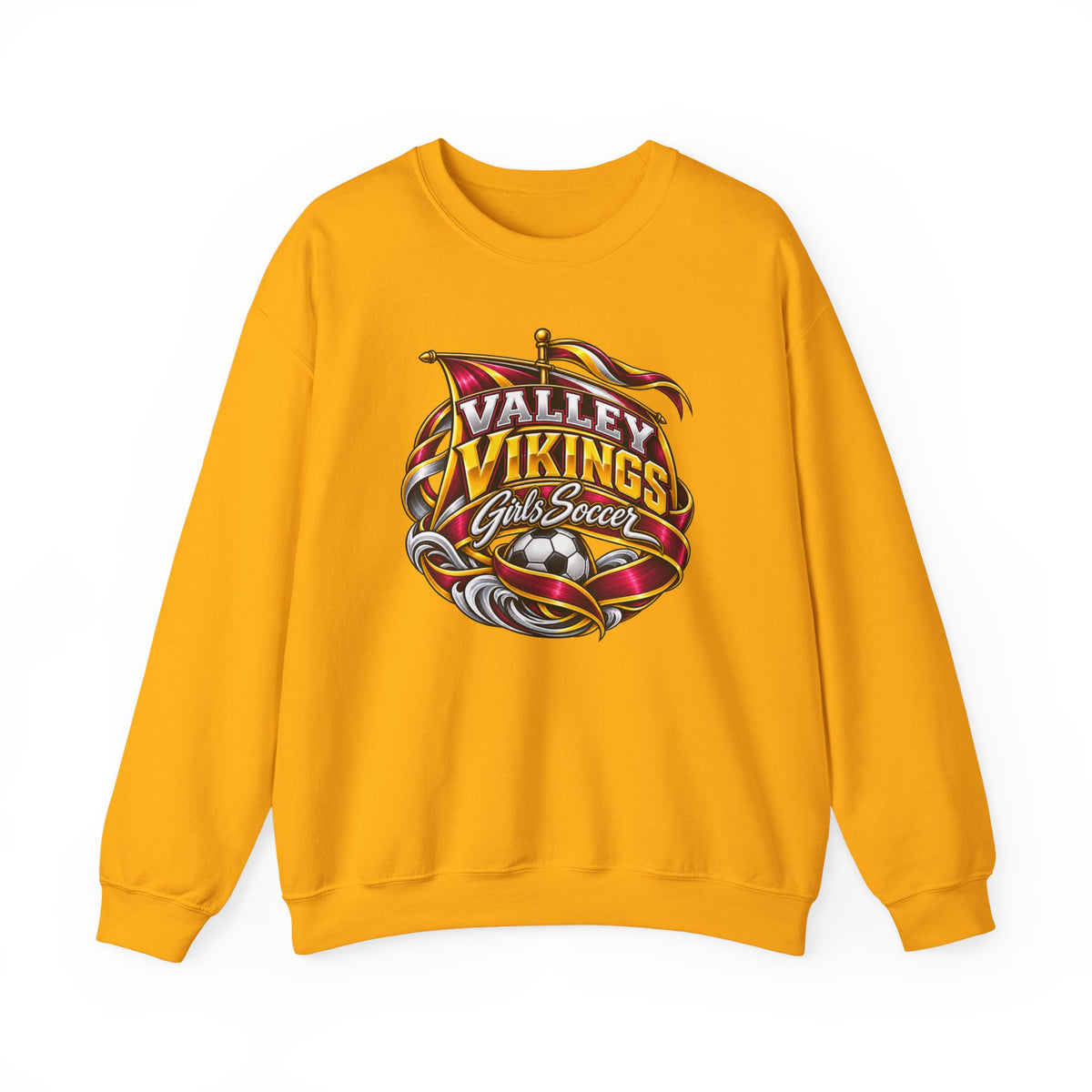 Valley Vikings Girls Soccer Viking Warrior Spirit Fleece Crewneck Sweatshirt