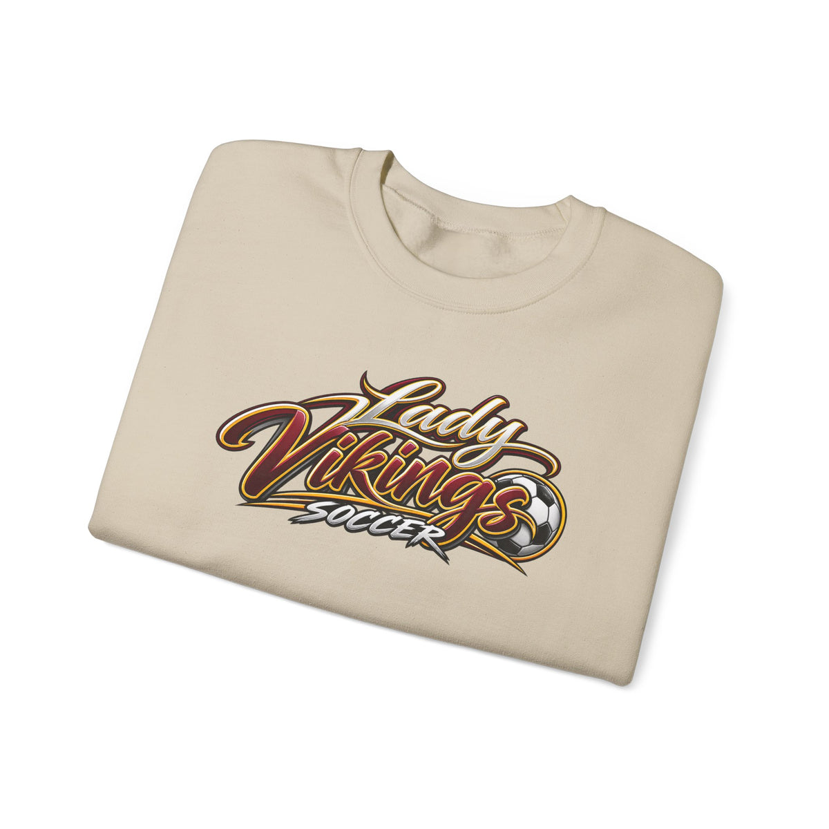 Valley Lady Vikings Soccer Script Spirit Fleece Crewneck Sweatshirt
